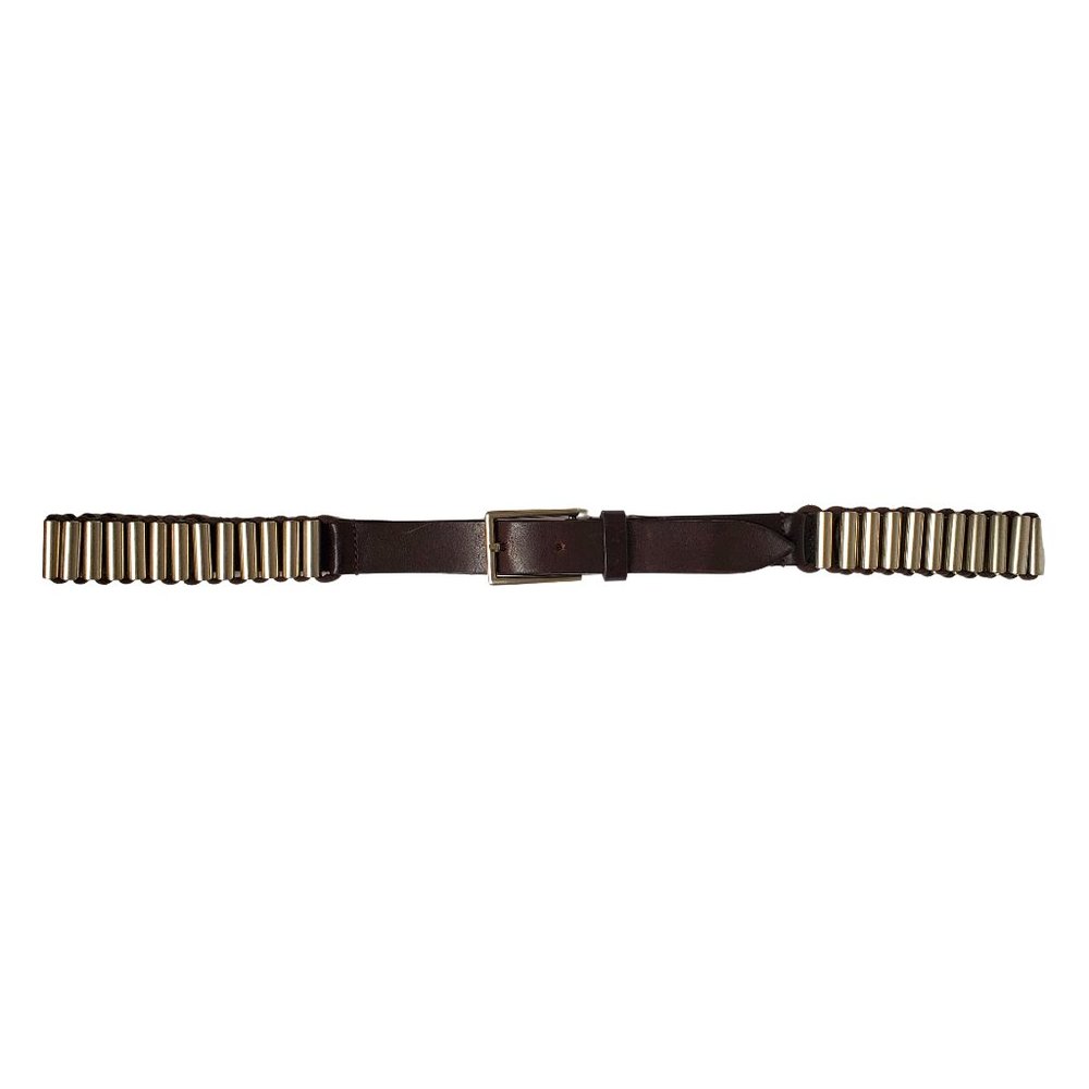 Nordstrom Genuine Leather and Silver Metal Belt Brown Large